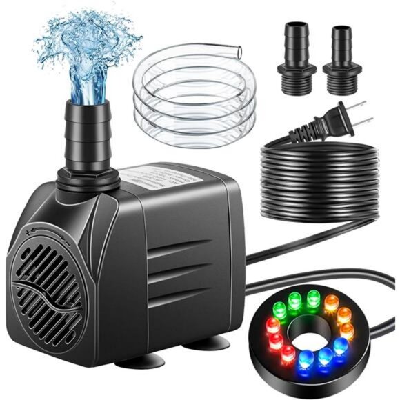 Submersible Pump, Small Fountain Pump with Tubing, Submersible Water Pump - Picture 1 of 8